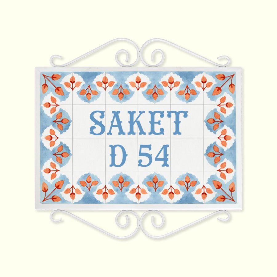 Handpainted Metal Frame Mosaic Style Nameplate 1 - Front View Hanging Display