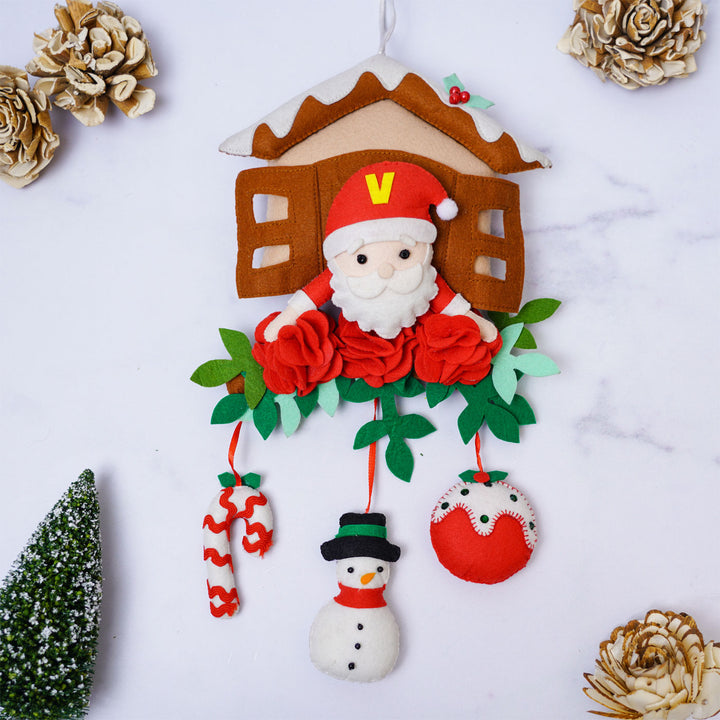 Personalized Initial Santa Felt Wall Hanging For Christmas Door Decoration