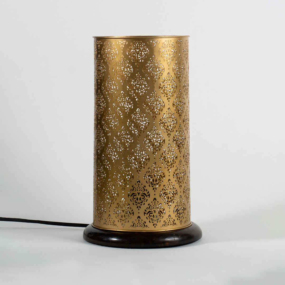 Gandhar Ambient Gold Plated Lamp with Wooden Base