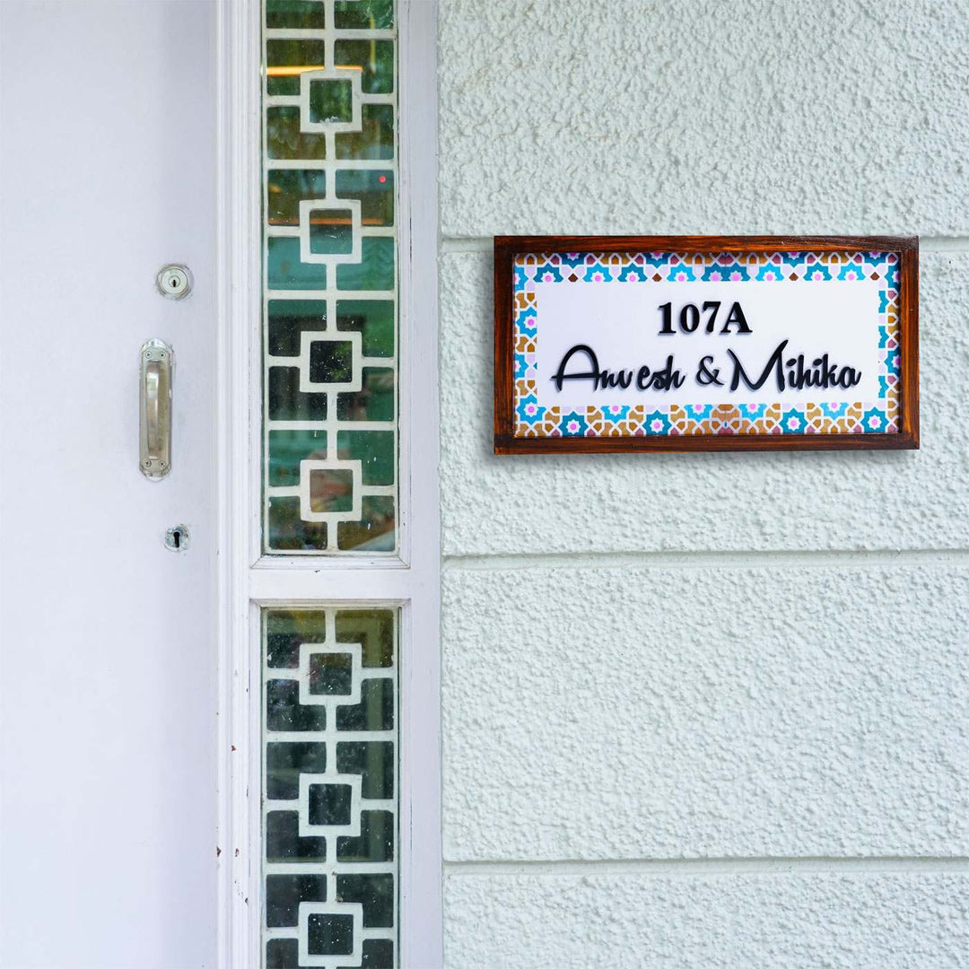 Personalized Mosaic Printed Nameplate with 3D Letters