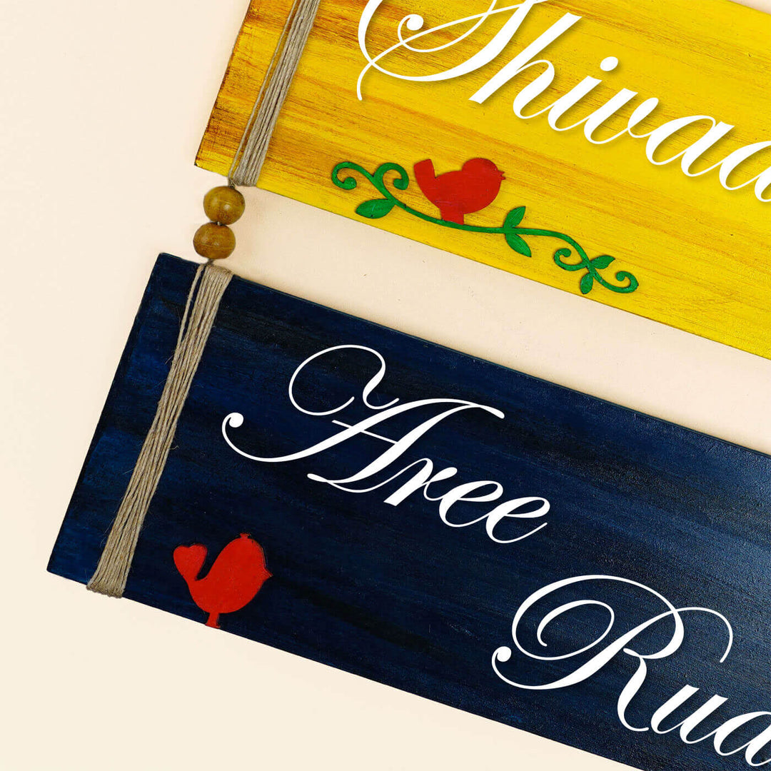 Hand-painted Personalized Ganesha Nameplate With 3 Planks