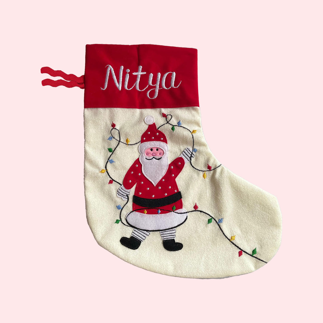 Personalized Embroidered Velvet Stocking For Christmas Wall Decoration