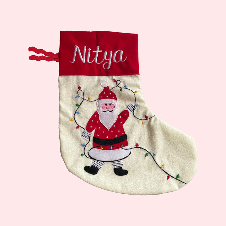 Personalized Embroidered Velvet Stocking For Christmas Wall Decoration