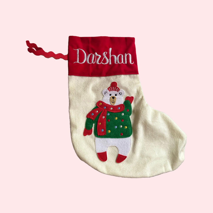 Personalized Embroidered Velvet Stocking For Christmas Wall Decoration