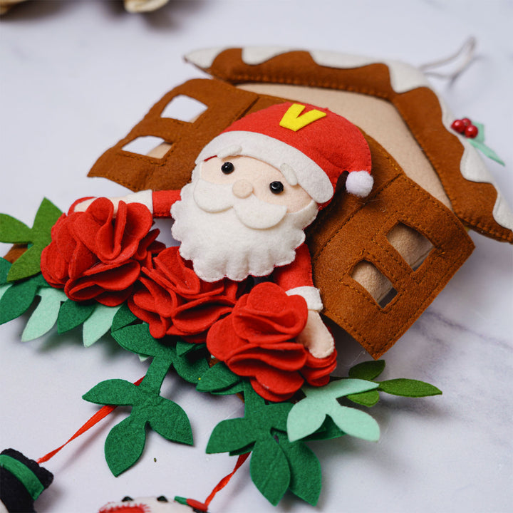 Personalized Initial Santa Felt Wall Hanging For Christmas Door Decoration