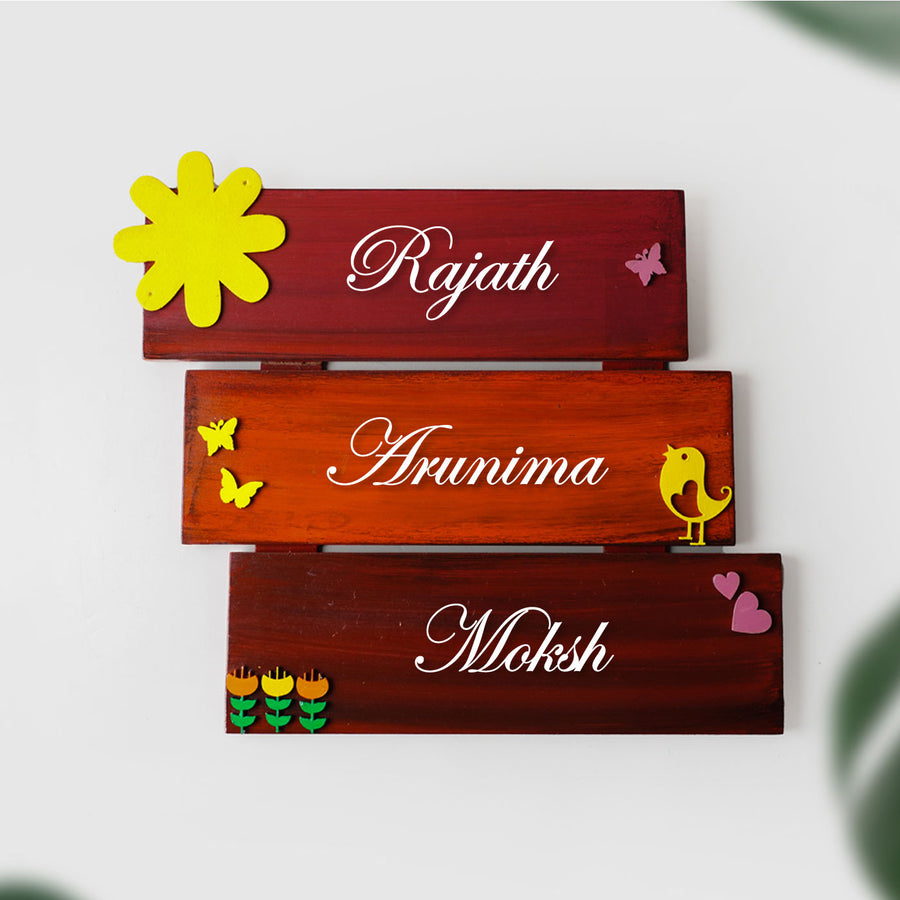 Hand Painted Personalized Name Plate Wth 3 Pallet 1 - Name Personalization Example on Woodplates