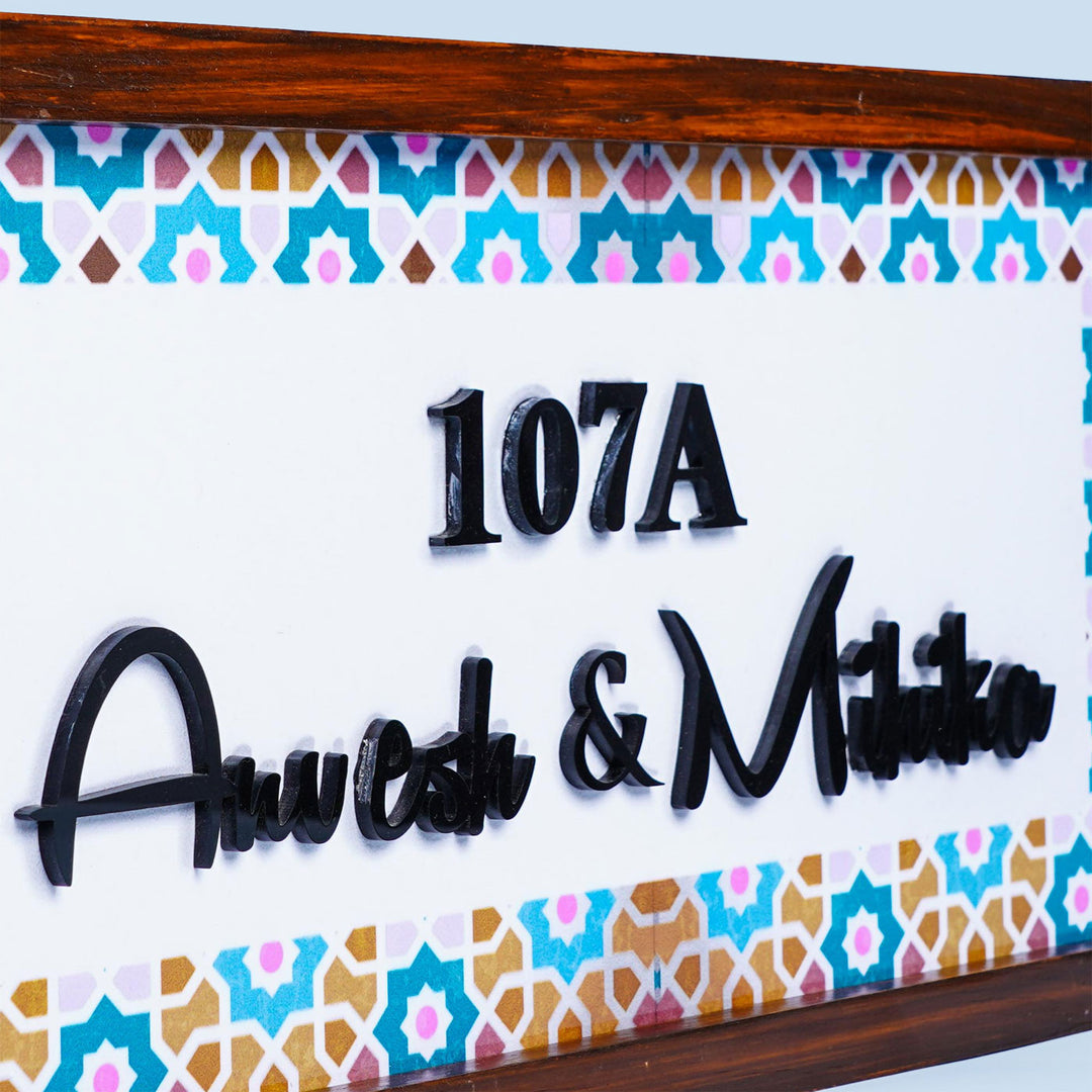 Personalized Mosaic Printed Nameplate with 3D Letters