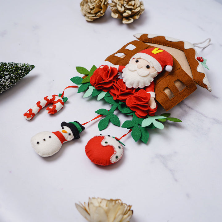 Personalized Initial Santa Felt Wall Hanging For Christmas Door Decoration