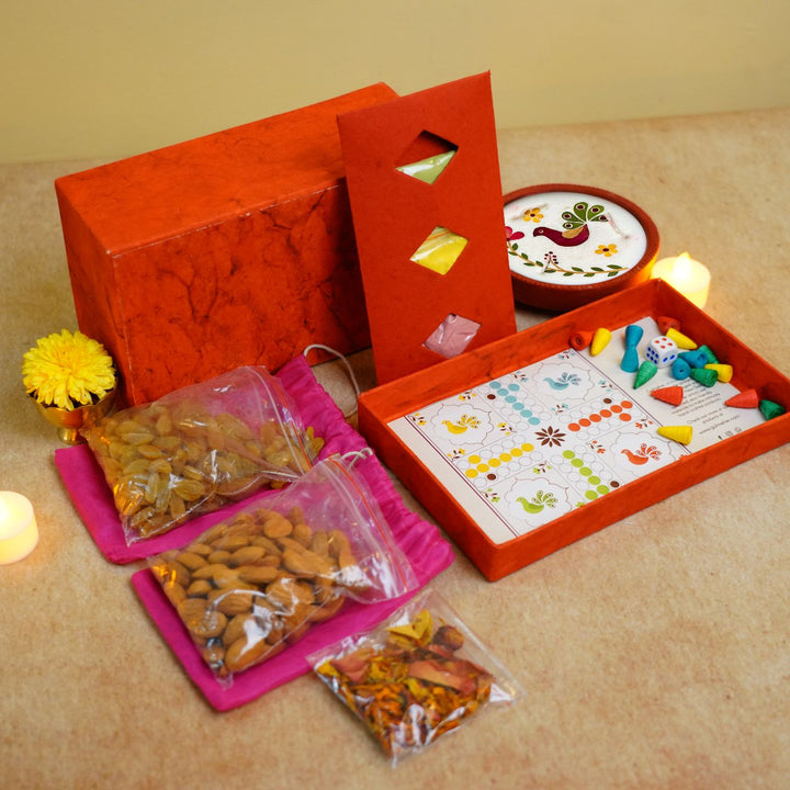 Festive Cheer Gift Box with Diyas & Rangoli Colors