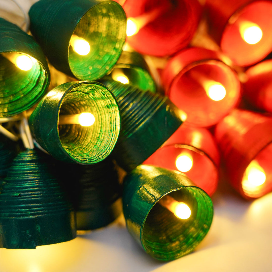 9m, 49 Bulbs | Handmade Upcycled Newspaper LED Fairy Lights For Christmas Decoration