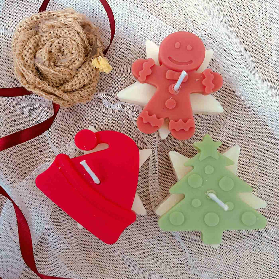 Handmade Sweet Lime Scented Soy Wax Candles For Christmas Decoration | Set Of 3