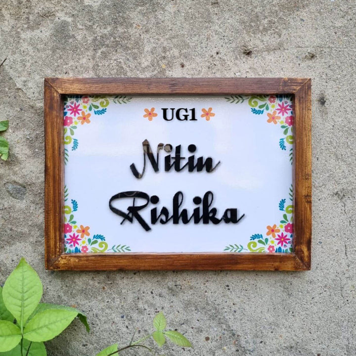 Personalized Mexican Floral Printed Nameplate with 3D Letters