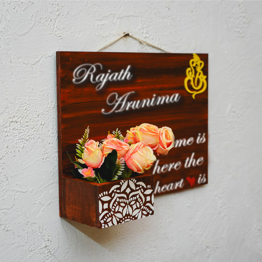 Hand-painted Personalized Wooden Nameplate With Planter