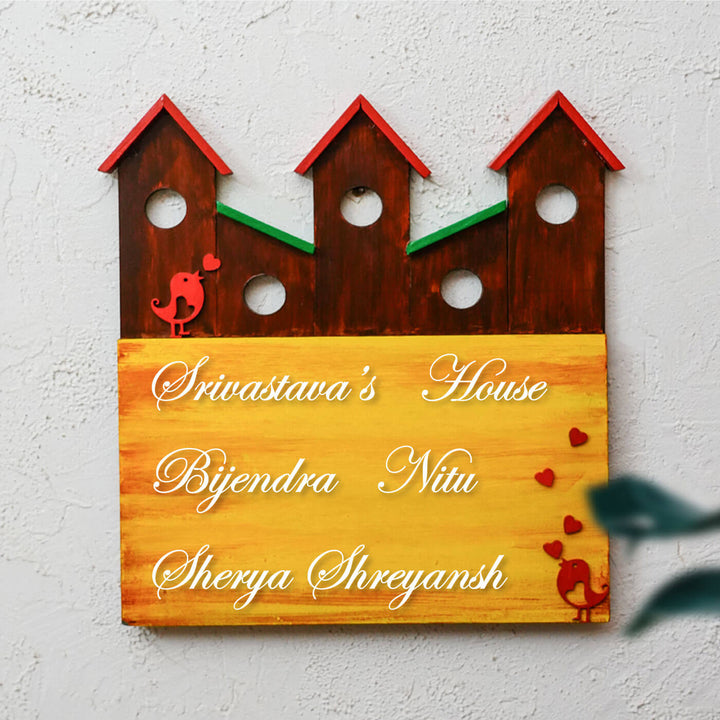 Hand-painted Personalized House Shaped Nameplate