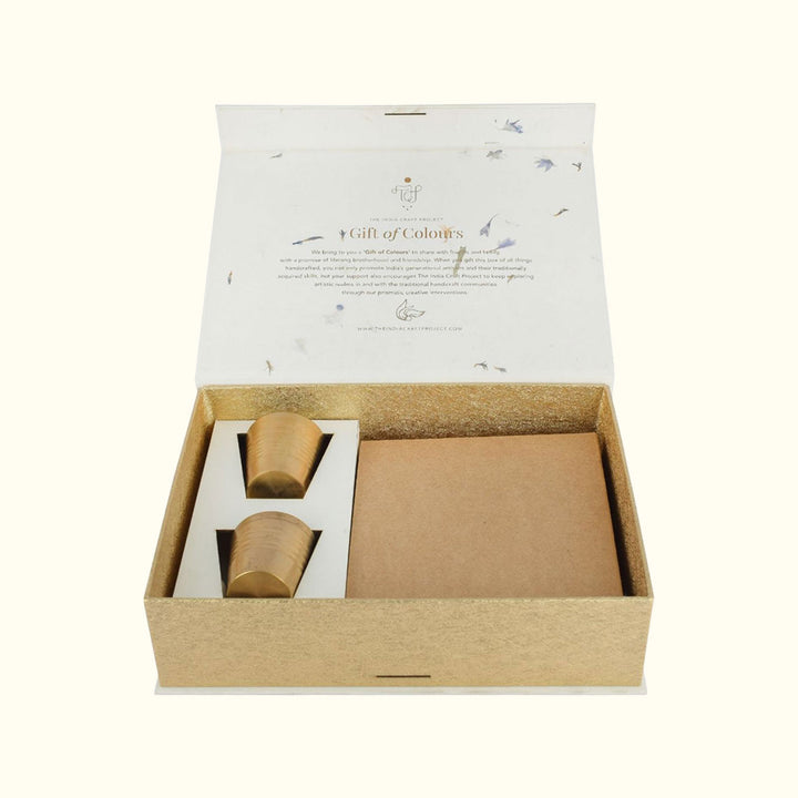 Parv Festive Gift Box with Copper Shot Glasses & Zardozi Coasters