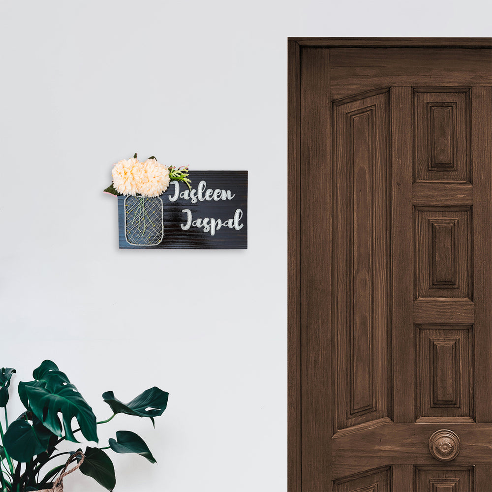 Personalised Acrylic Namplate With Fairy Light String Art - Mounted on Entryway Wall