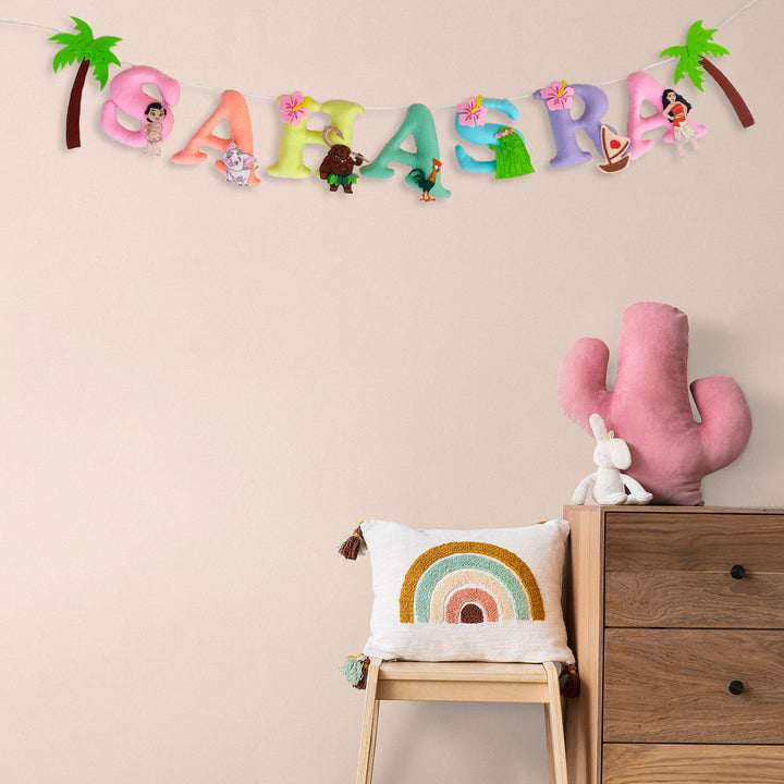 Handcrafted Personalized Moana Theme Felt Bunting - Hanging Wall Banner Decoration