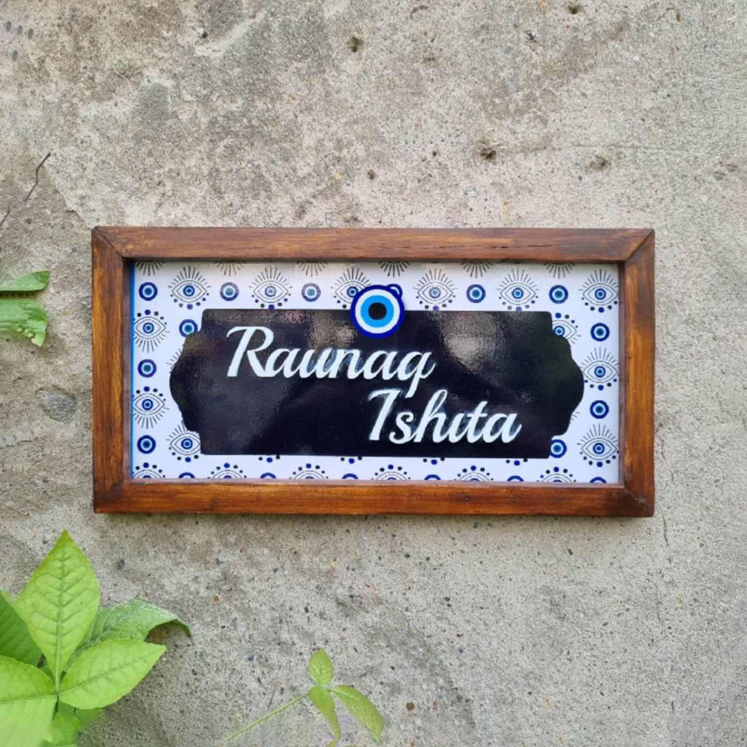 Personalized Evil-Eye Printed Nameplate with 3D Letters