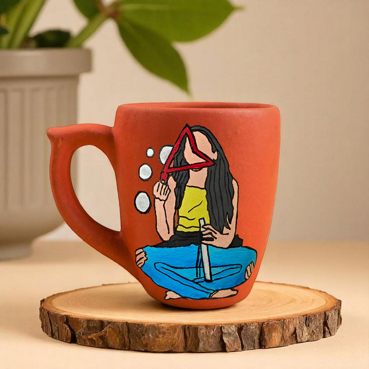 Photo Personalized Hand-Painted Happy Girl Theme Terracotta Mug