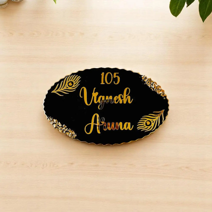 Personalized Oval Black Resin Name Plate