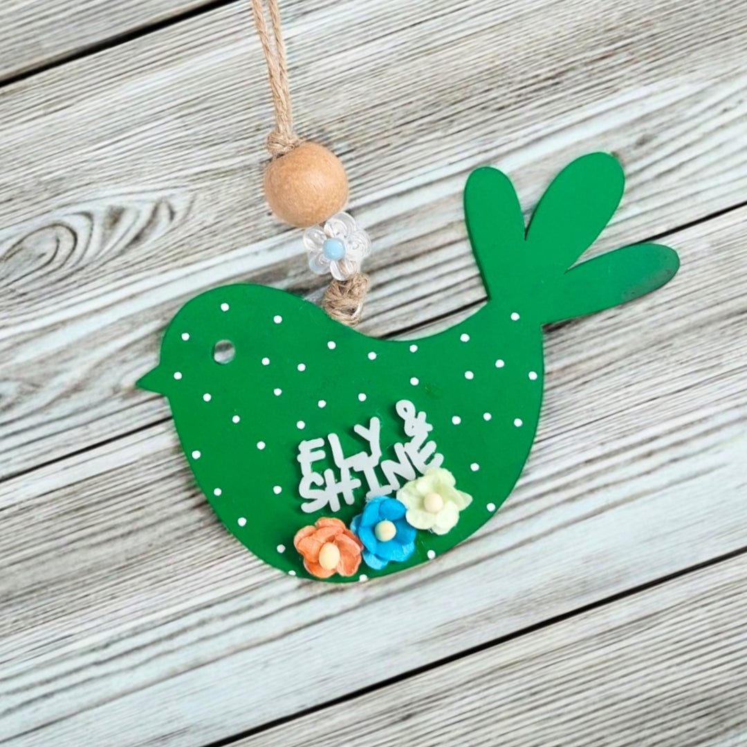 Hand-Painted Fly & Shine Theme MDF Wood Car Hanging