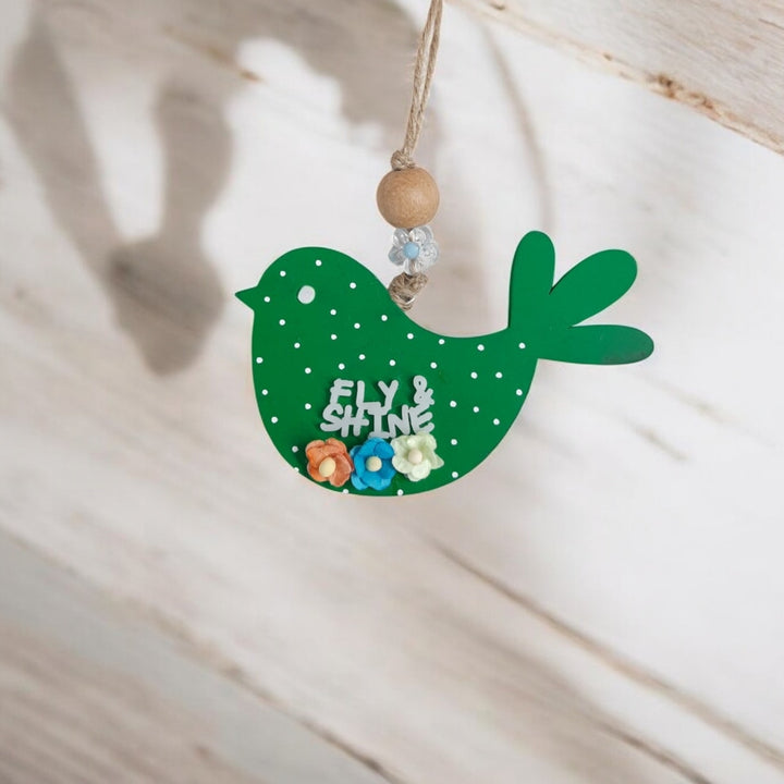 Hand-Painted Fly & Shine Theme MDF Wood Car Hanging