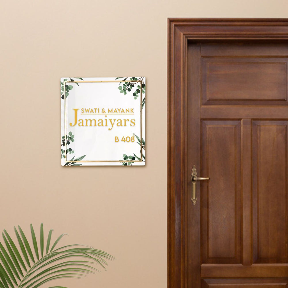 Personalised Acrylic Classy Square Nameplate Copy - Mounted on Wall Next to Door