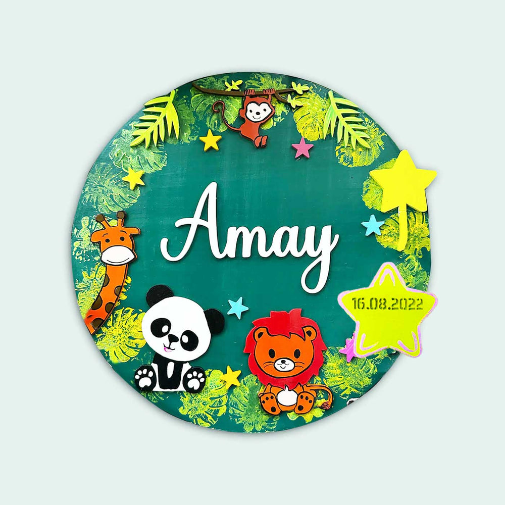 Hand Painted Personalised Kids Monogram Name Plate 3 - Front View with Name Personalization (2)