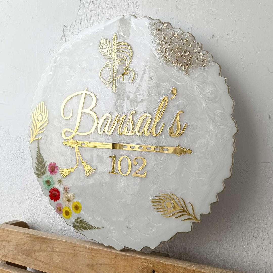 Personalized Krishna Theme Resin Name Plate