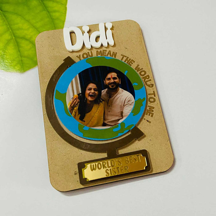 Photo Personalized Handmade World's Best Sister Theme Mdf Wood Fridge Magnet