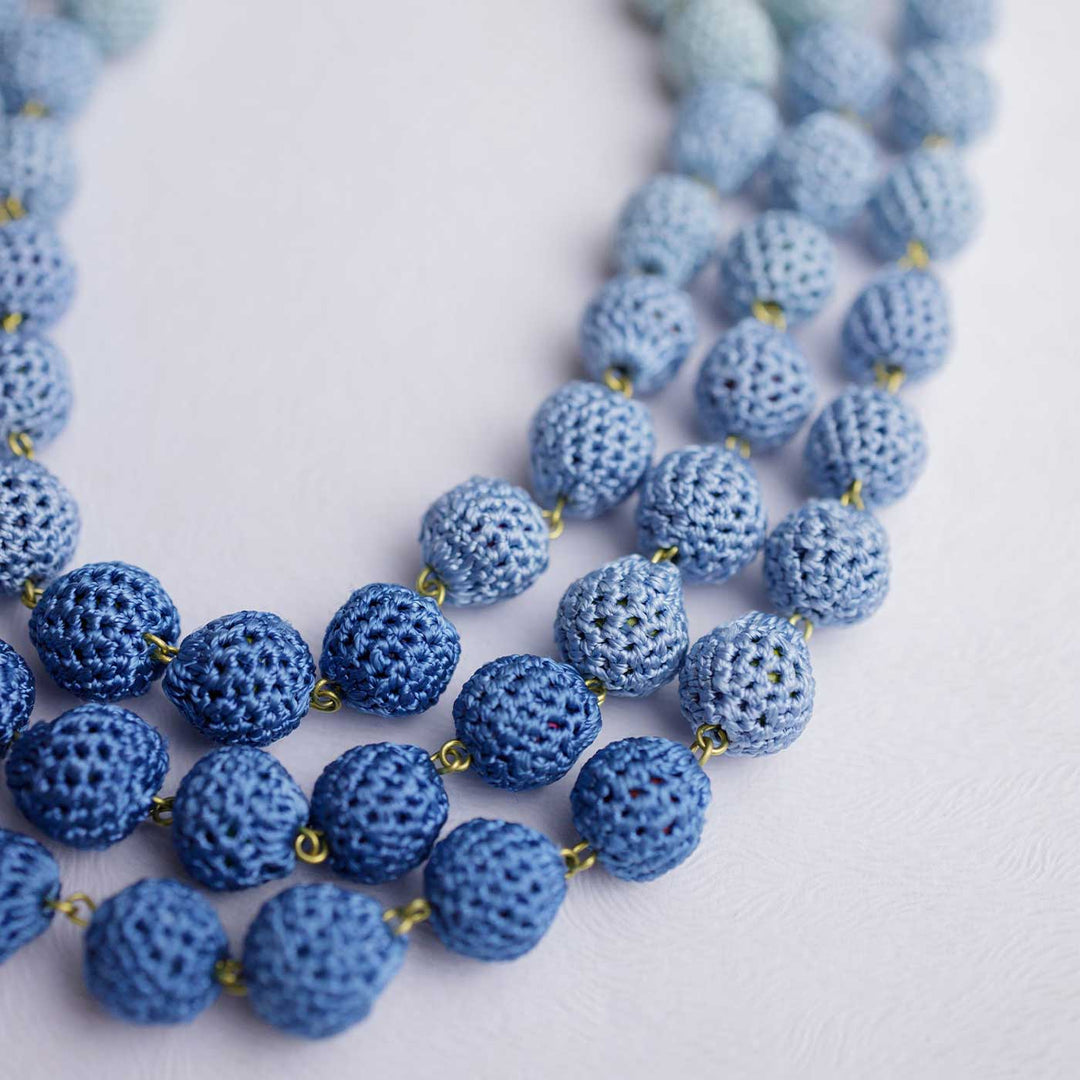 Handmade Crochet Indigo Mausam Necklace