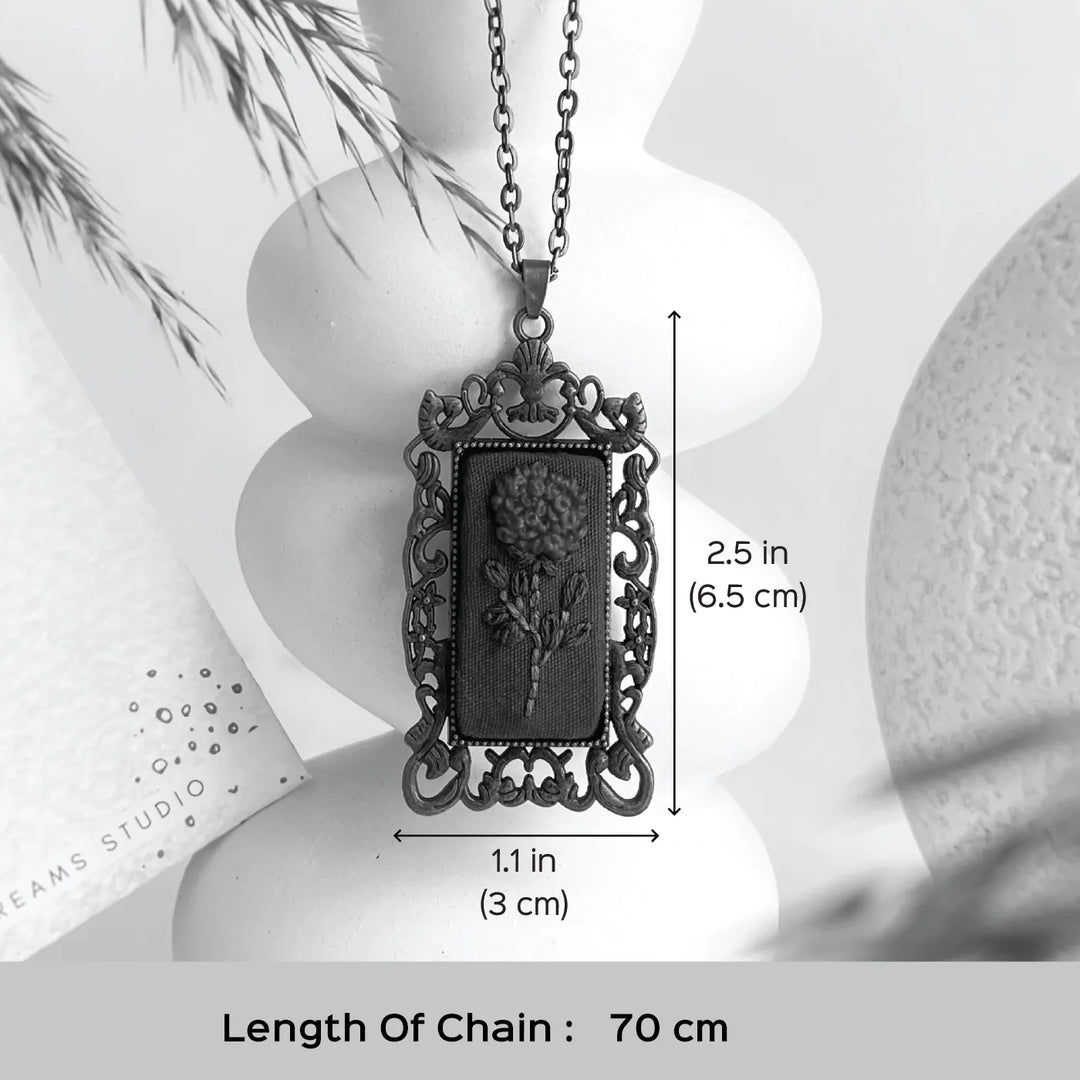 Hand Embroidered Whispered Memory Antique Finish Necklace