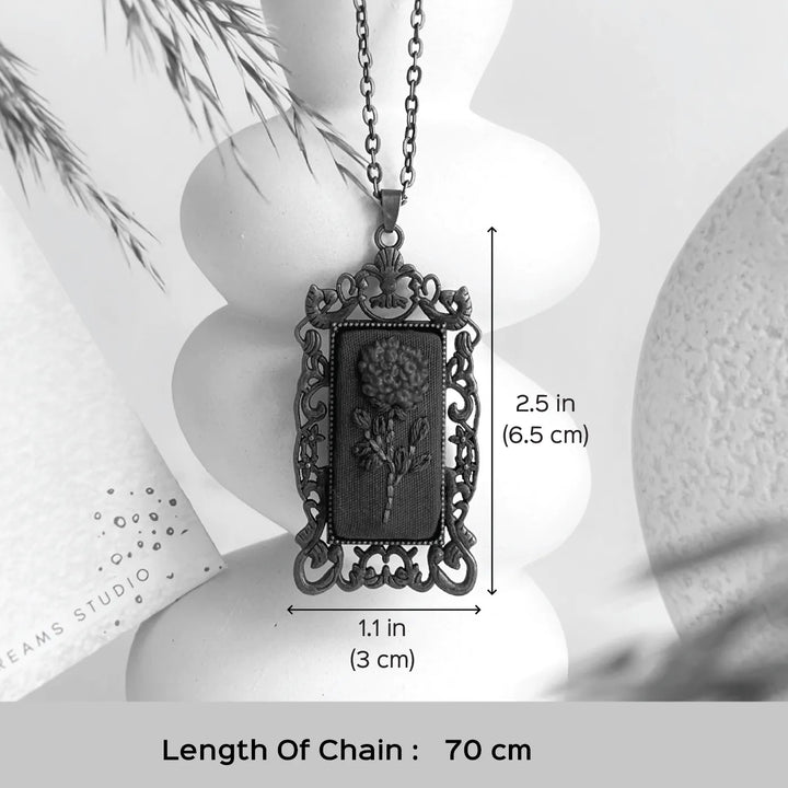 Hand Embroidered Whispered Memory Antique Finish Necklace