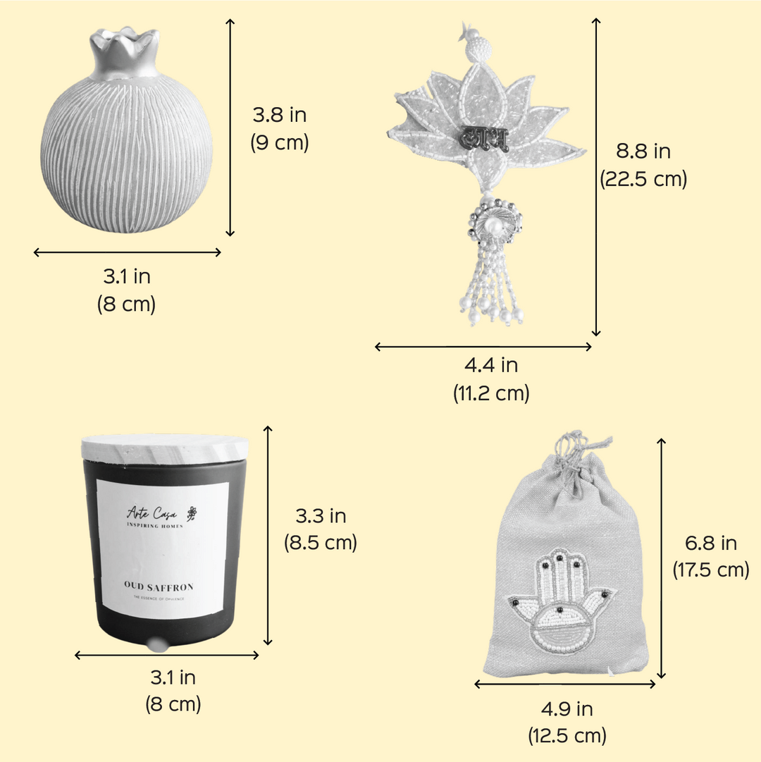 Diwali Delight Gift Hamper | Includes 1 Vase, 1 Candle, 1 Hershey's Chocolate, 2 Dry Fruit Jars, 2 Hangings, 1 Diwali Card, 1 Gift Box