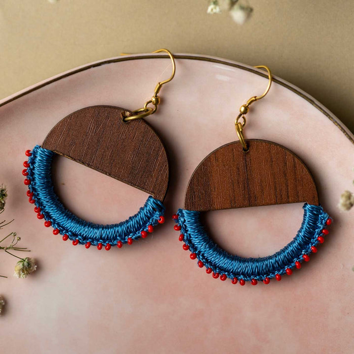 Handmade Indigo Crescent Moon Earrings