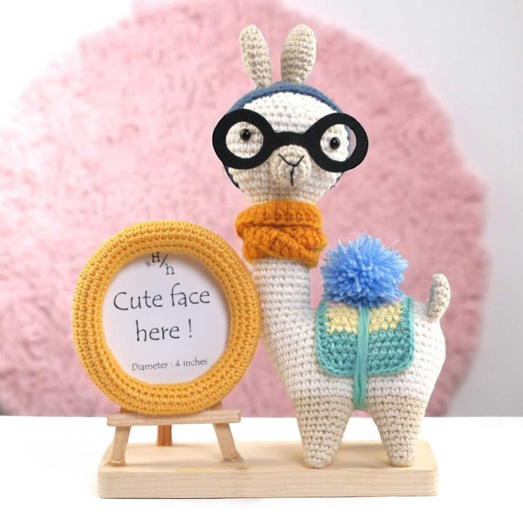 Handmade Crochet Geeky Llama Photo Frame for Kids