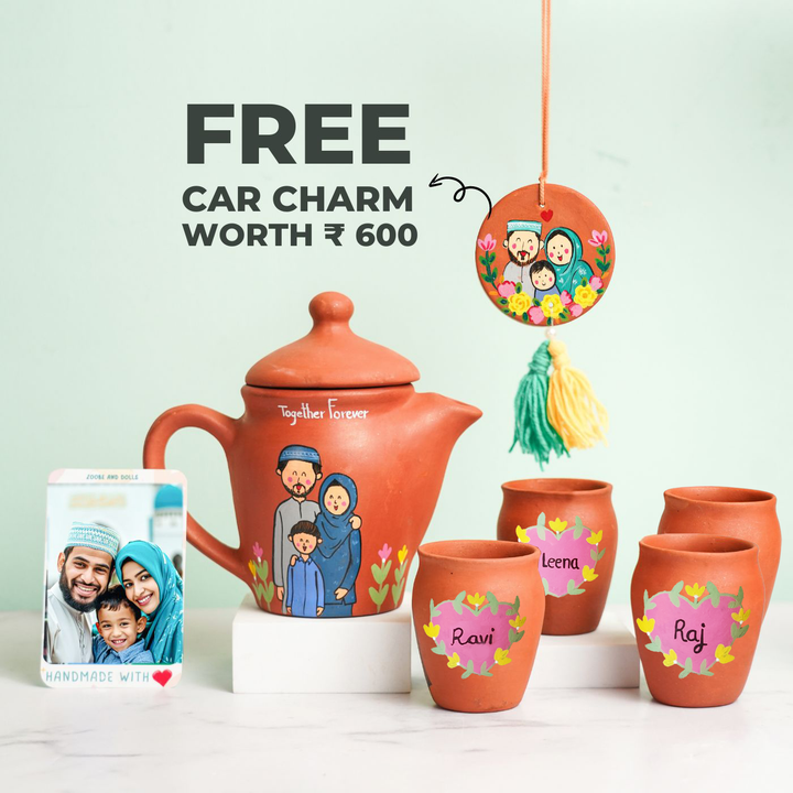 Handpainted Clay Teaset With Photo Based Caricature