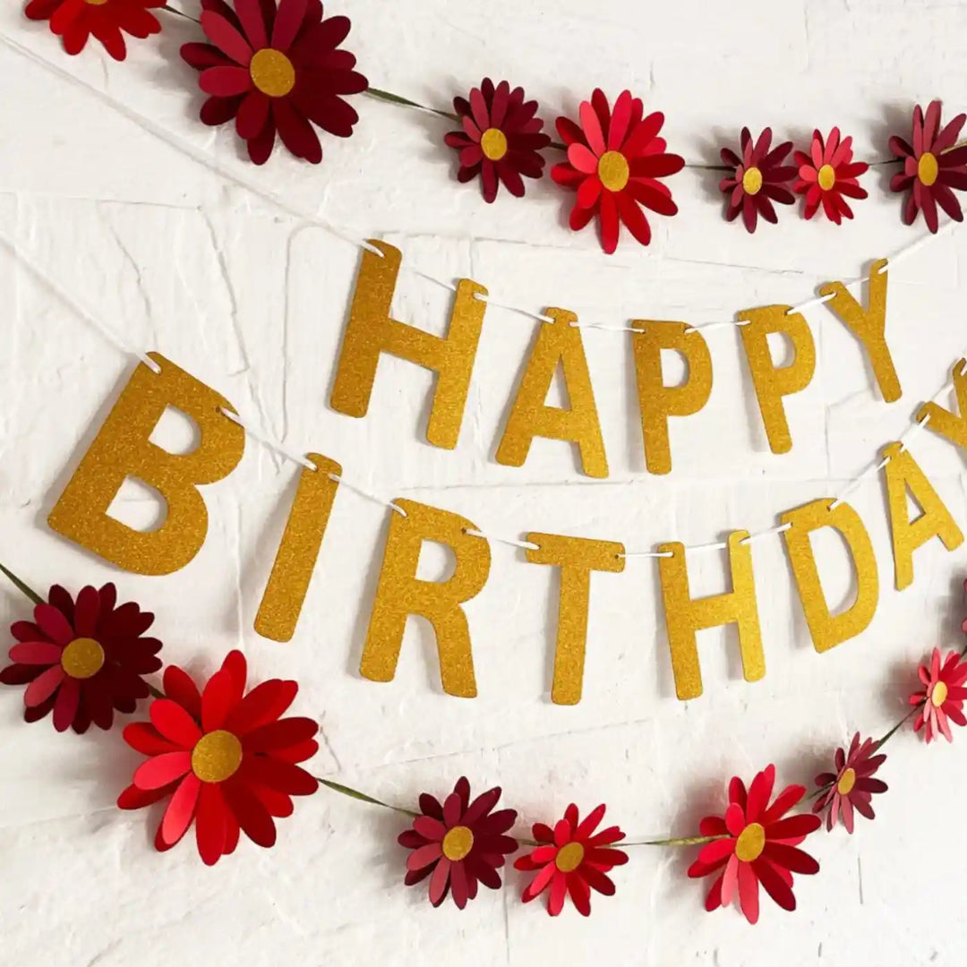 Eco-Friendly Daisy Design Happy Birthday Paper Bunting