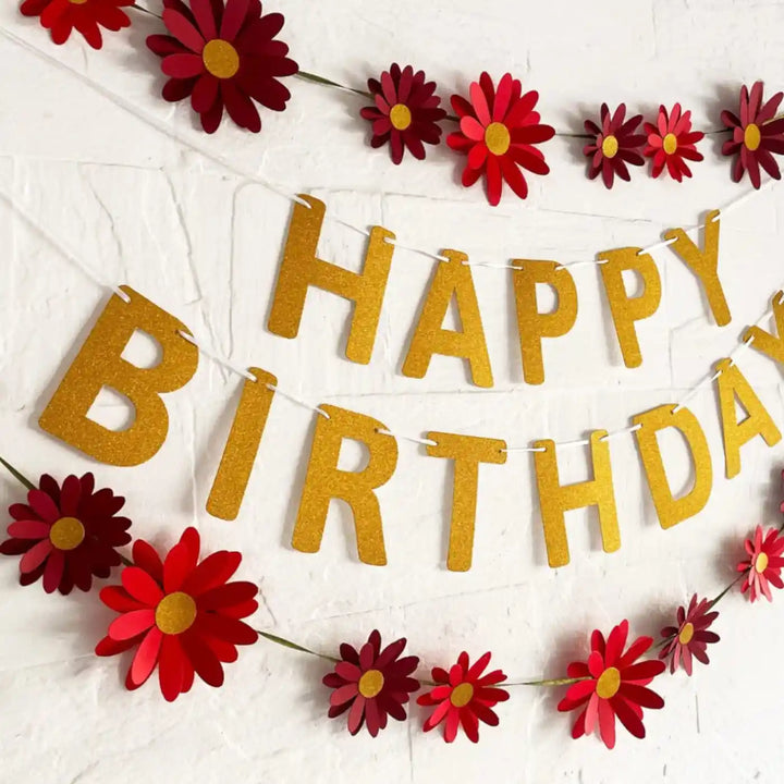 Eco-Friendly Daisy Design Happy Birthday Paper Bunting