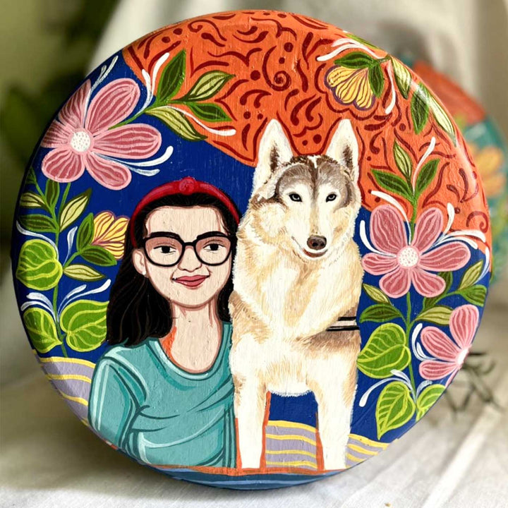 10 Inch | Photo Personalized Hand Painted Pop Art Illustrated Caricature Wall Plate With Stand