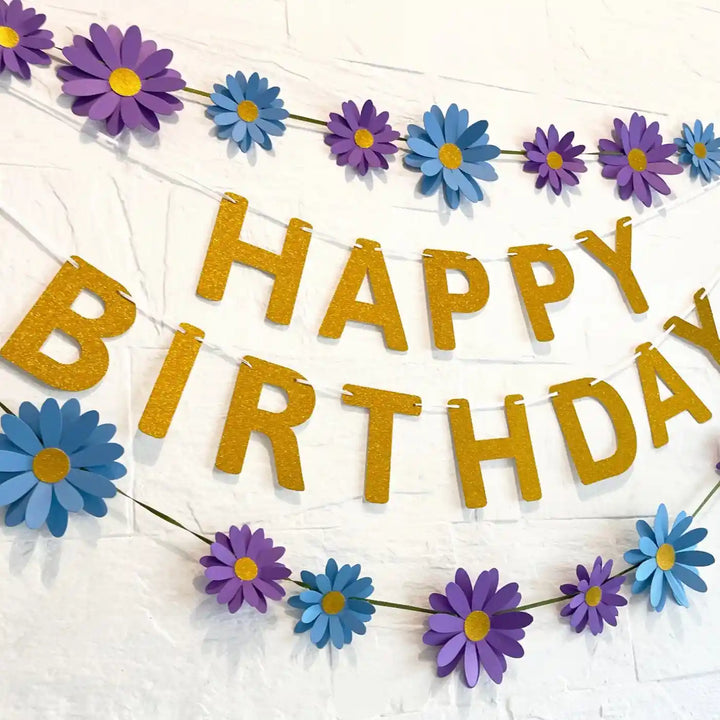 Eco-Friendly Daisy Design Happy Birthday Paper Bunting
