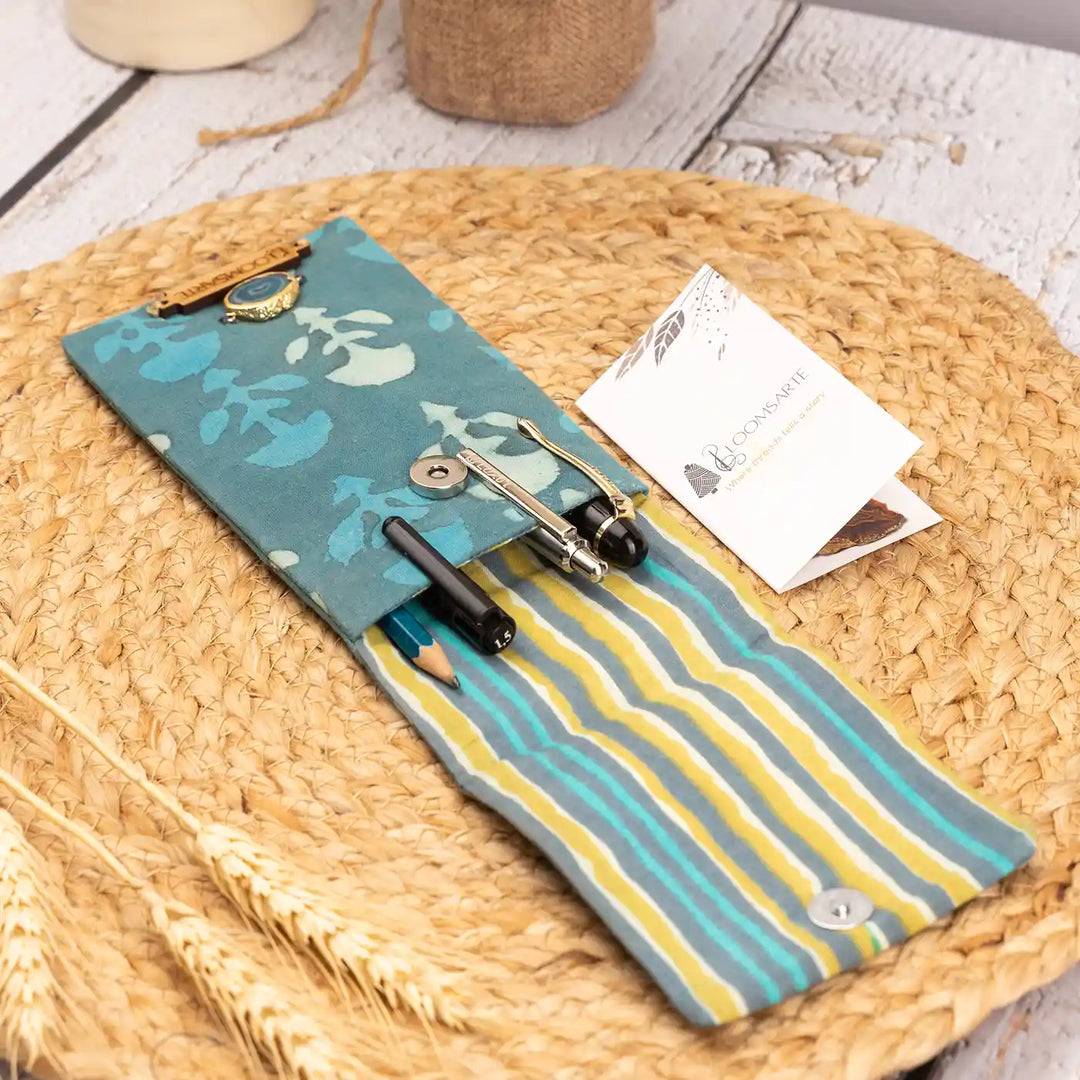 Green Lagoon Multipurpose Cotton Ecofriendly Pen Holder With Agate Accent | 8 x 3.5 inch