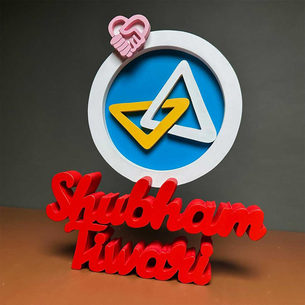 Personalized Banker Mdf Wood Desk Name Plate - Front View with Name Personalization (2)