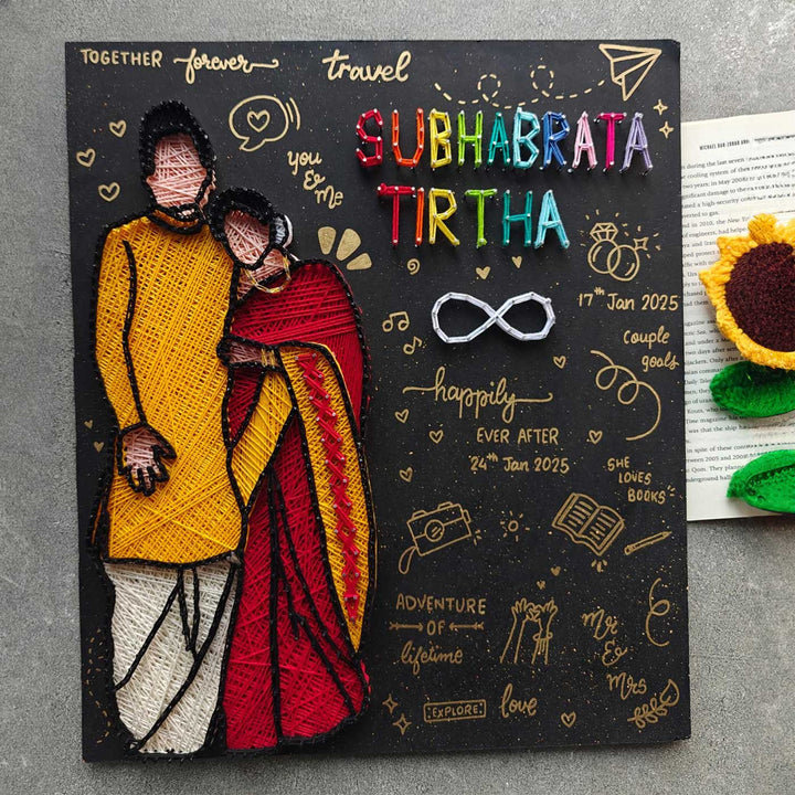 Photo Personalized Handmade String Art Wedding Couples MDF Wood Name Plate