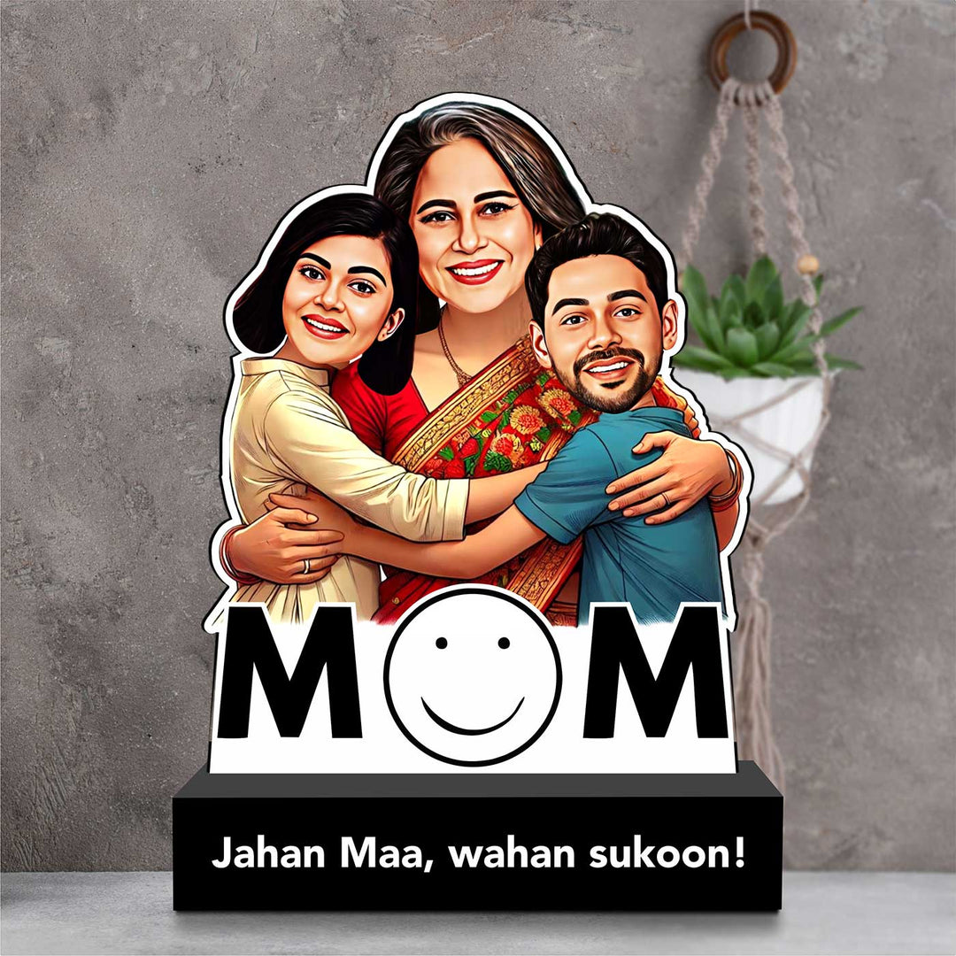 Photo Personalized Mom’s Warm Hug Theme MDF Wood Caricature Cutout For Mothers