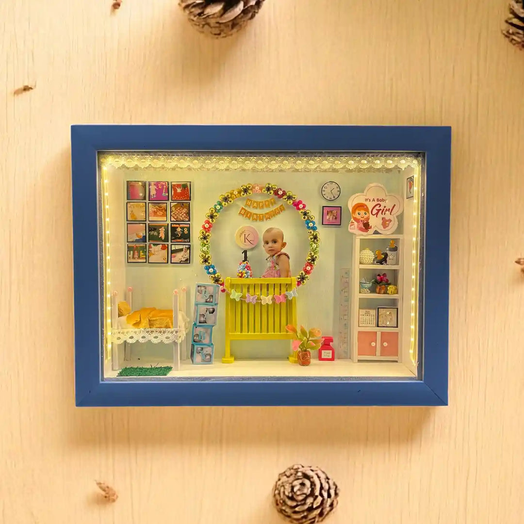 Photo Personalized Handmade First Birthday Theme MDF Wood Decorative Plaque With Lights