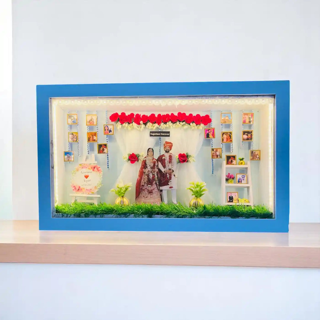 12 x 20 Inches | Photo Personalized Handmade Wedding Theme MDF Wood Decorative Plaque With Lights