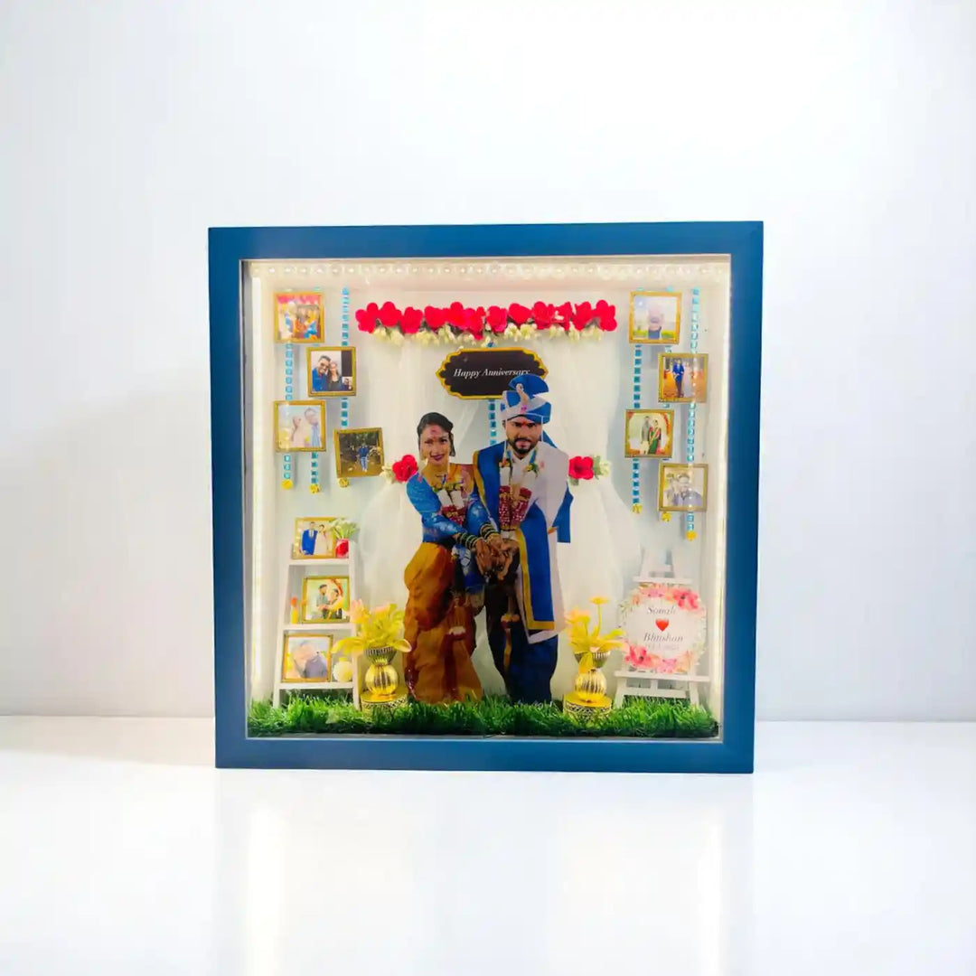 18 x 18 Inches | Photo Personalized Handmade Wedding Theme MDF Wood Decorative Plaque With Lights