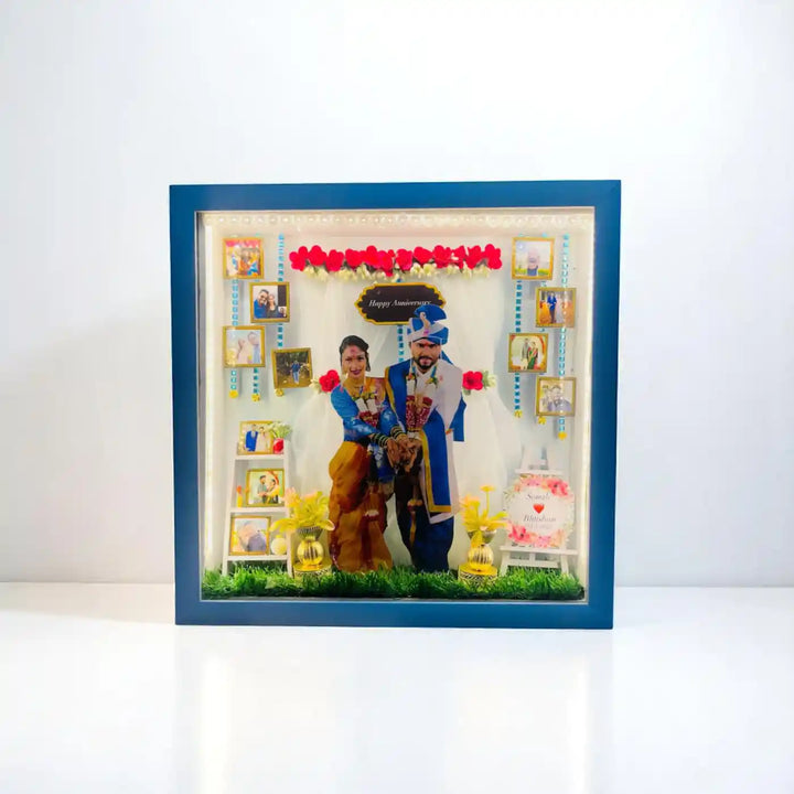 18 x 18 Inches | Photo Personalized Handmade Wedding Theme MDF Wood Decorative Plaque With Lights