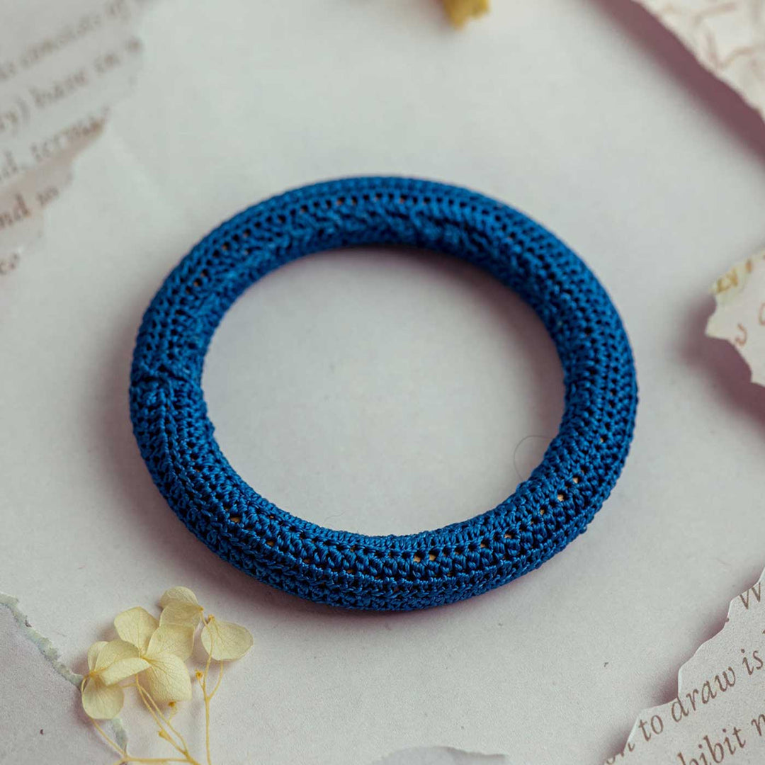 Handmade Crochet Rangat Blue Solid Bangle